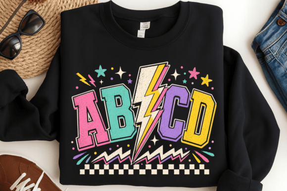 ABCD Lightning Bolt PNG for Back to School Designs