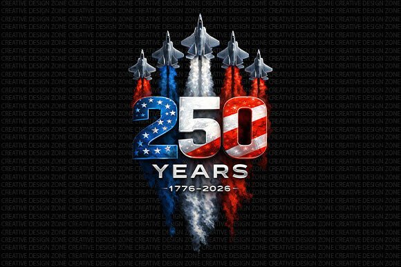 Celebrate 250 Years with Dynamic USA Patriotic Jets PNG Design