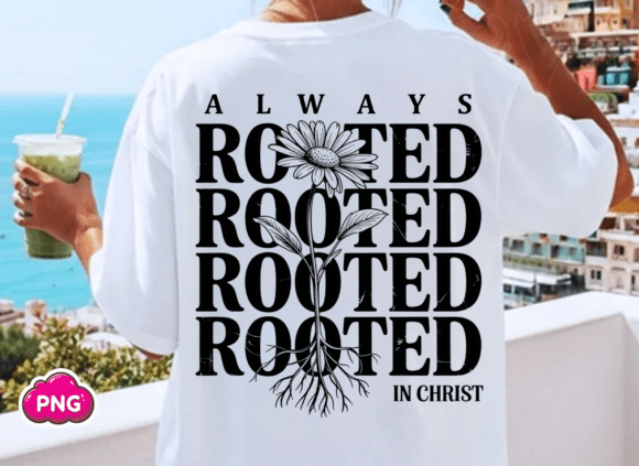 Christian Floral Always Rooted in Christ: A Design Asset for Faithful Creations