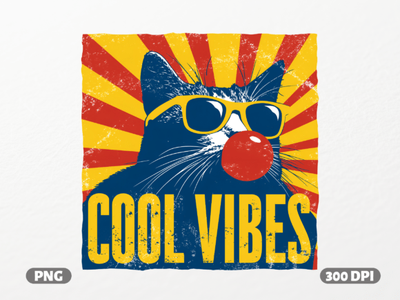 Cool Vibes Retro Cat PNG: A Playful Throwback for Modern Designs
