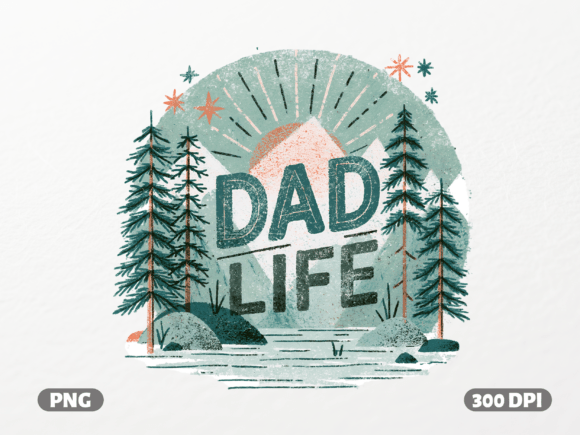 Dad Life Retro Mountains PNG: Rustic Adventure Awaits