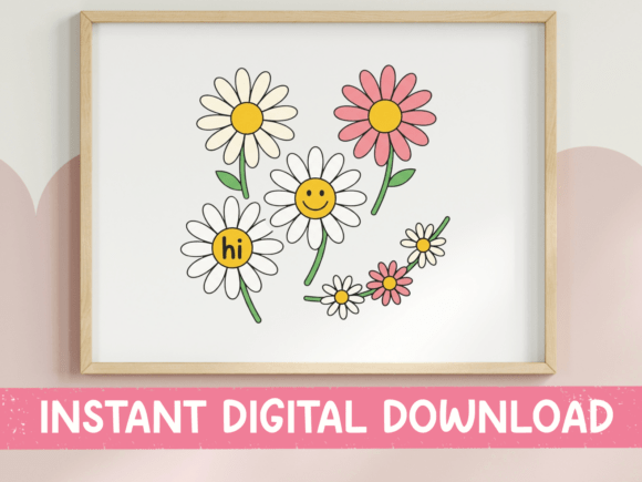 Hi Daisies Smiley Flower Print: A Burst of Retro Joy for Modern Creators