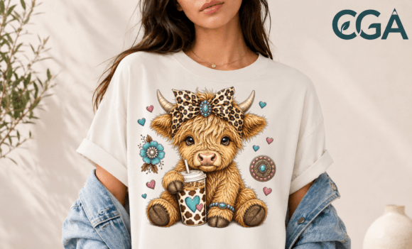 Highland Cow Iced Coffee Western Bow Png: A Designer's Rustic Charm