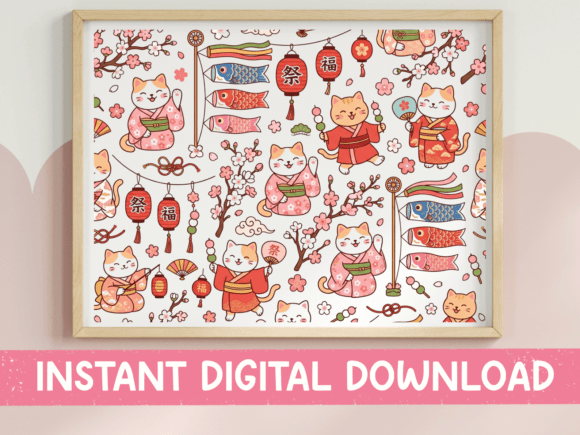 Infusing Spring Energy into Your Projects with the Kawaii Japanese Cat Festival Pattern