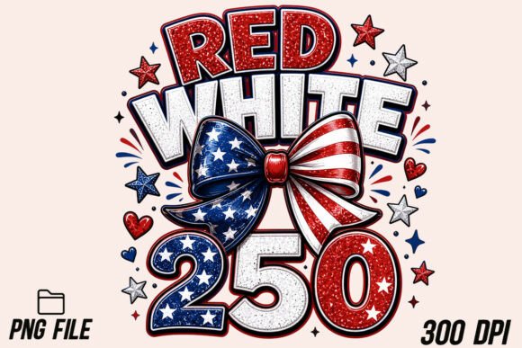 Patriotic 4th of July 250 Years USA PNG