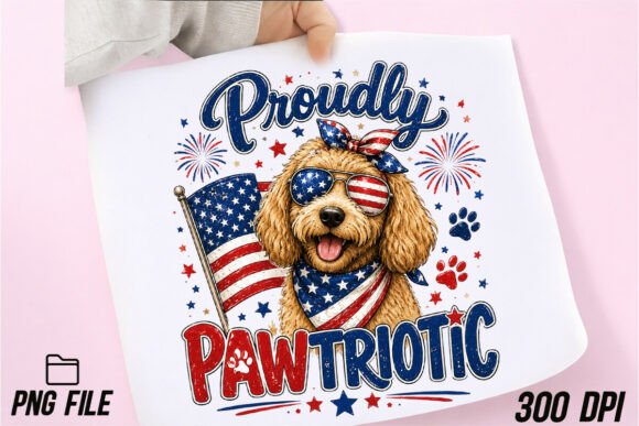 Patriotic Golden Doodle PNG: The Ultimate 4th of July Design Asset