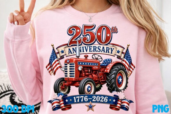 Patriotic Tractor 250th Anniversary PNG: A Design Asset for Celebrations