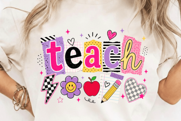 Teacher Collage PNG: Designing a Retro Teach Shirt