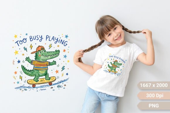 Too Busy Playing: A Cute Alligator Drawing for Fun Projects