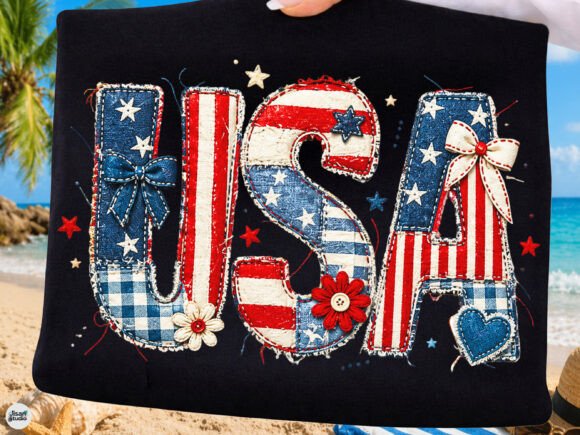 USA Patchwork PNG Coquette Patriotic Bow: A Design Asset for Modern Creators