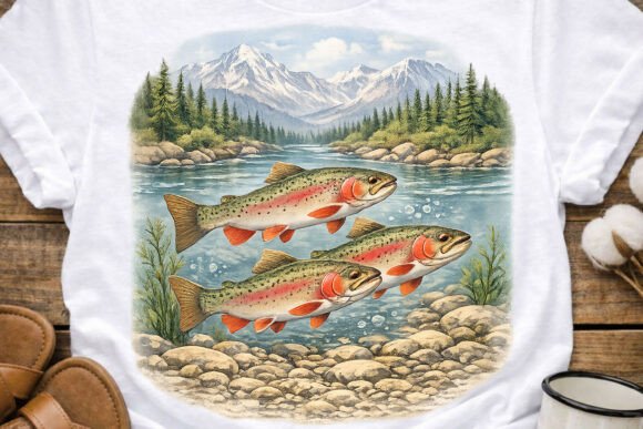 Vintage Trout Fishing Retro PNG: A Nostalgic Design Asset